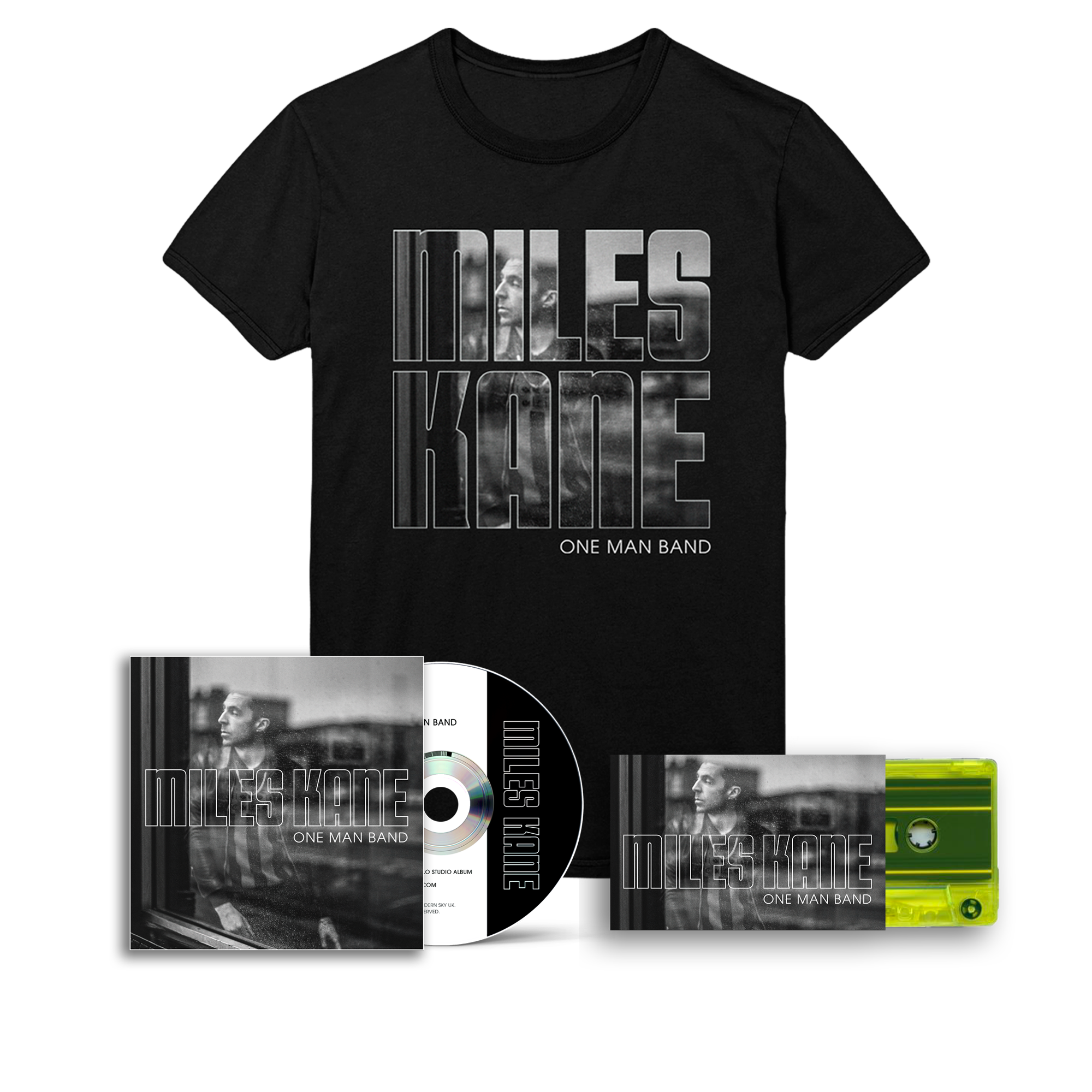 Black T-Shirt, CD and cassette bundle