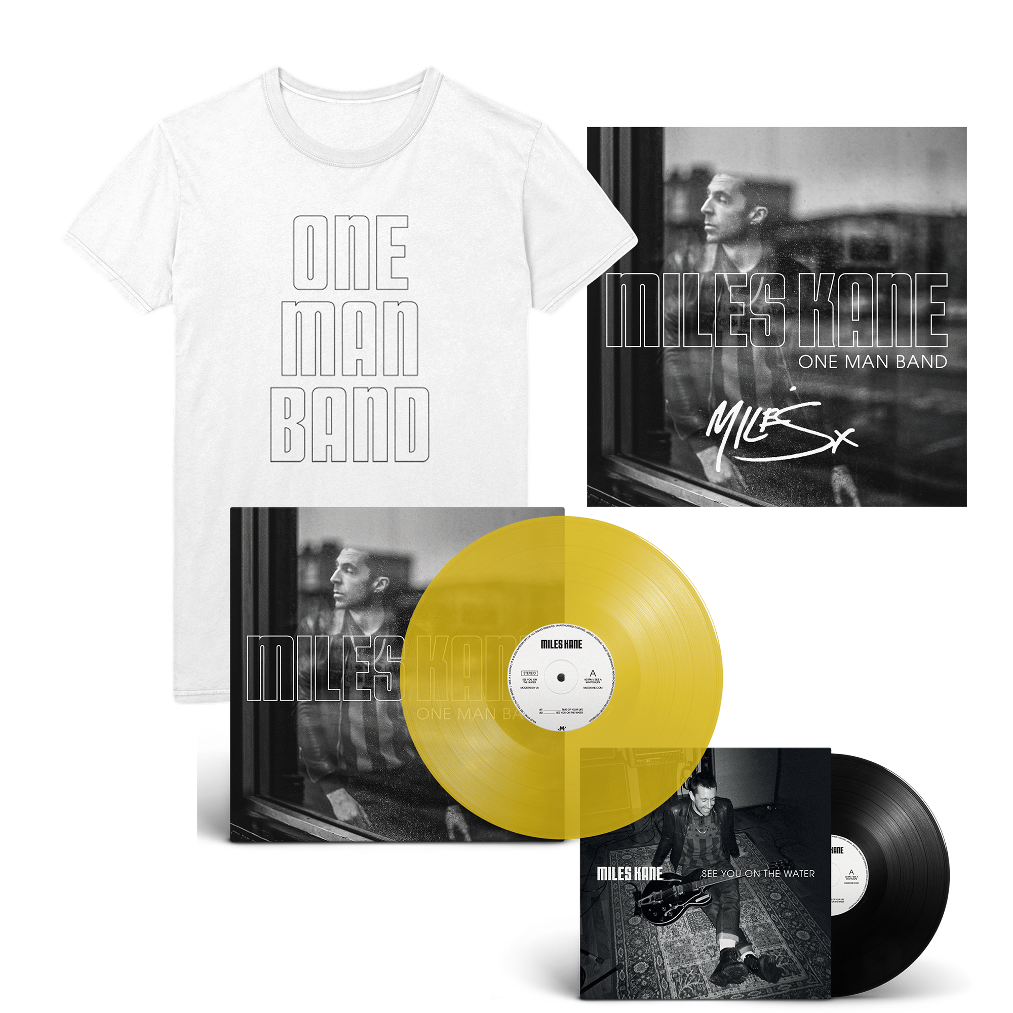 Transparent Yellow LP + 7 inch ‘(EXCLUSIVE BONUS TRACKS) + T-shirt + Signed Print
